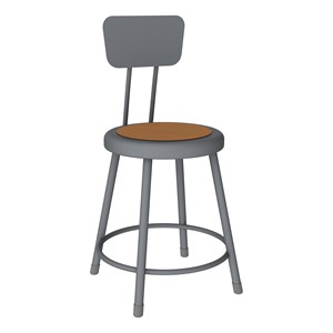 Metal Lab Stool w/ Backrest Graphite - Fixed Height (18")