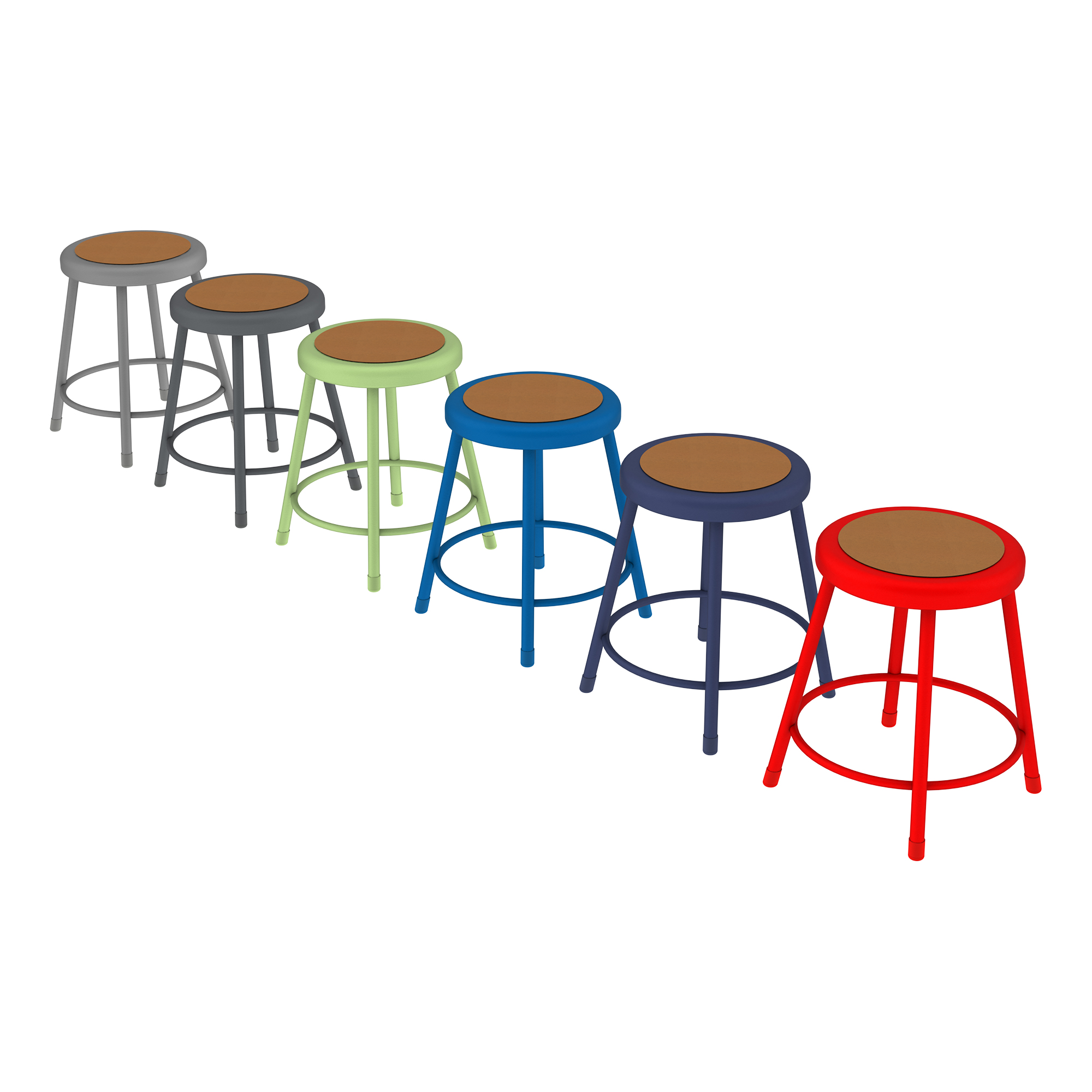 Metal Lab Stool - Fixed Height (18" H) Shown stacked