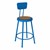 Metal Lab Stool w/ Backrest Brilliant Blue - Fixed Height (24" H)
