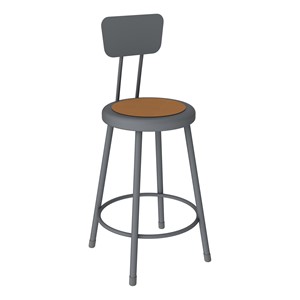 Metal Lab Stool w/ Backrest Graphite - Fixed Height (24" H)