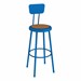 Metal Lab Stool w/ Backrest Brilliant Blue - Fixed Height (30" H)