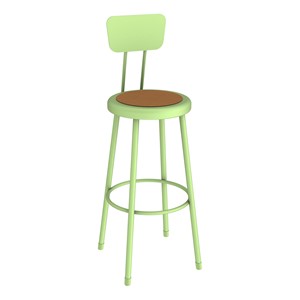Metal Lab Stool w/ Backrest Green Apple - Fixed Height (30" H)