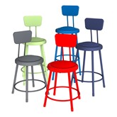 Padded Metal Lab Stool w/ Backrest