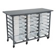 Structure Series Triple-Wide Mobile Classroom Storage Cart w/ 12 Small & 8 Large Bins