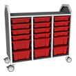 Profile Series Triple-Wide Mobile Classroom Storage Cart w/o Doors - 12 Small & 6 Large Bins (42" W x 35 1/2" D)