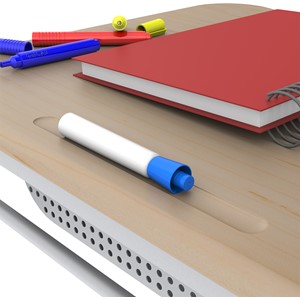 Boomerang Collaborative Desk w/ Solid Plastic Top & Perforated Metal Book Box