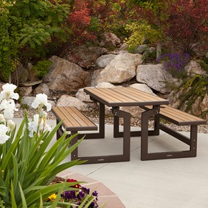 Wood Grain Plastic Convertible Benches
