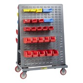 Double-Sided Mobile A-Frame Cart w/ Louvered Panels