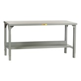 Adjustable-Height Welded Steel Workbench w/ Shelf