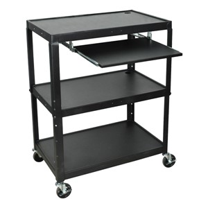 Extra-Large Adjustable Steel AV Cart w/ Pull Out Shelf