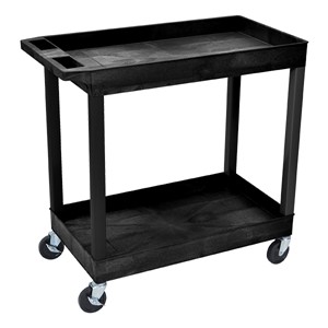 Multi-Purpose Tub Cart w/ Two Tub Shelves (35 1/4” W) - Black
