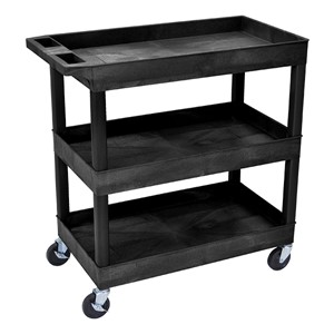 Multi-Purpose Tub Cart w/ Three Tub Shelves (35 1/4” W) - Black
