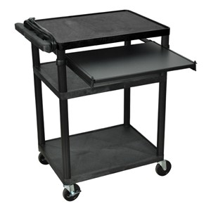 Plastic AV Cart w/ Front Pull-Out Shelf (34" H)