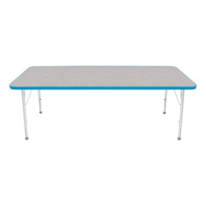 Rectangle Activity Table - Gray Nebula w/ Bright Blue Edgeband