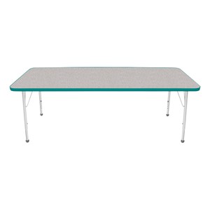 Rectangle Activity Table - Gray Nebula w/ Teal Edgeband