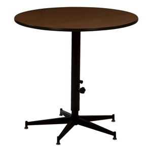 Adjustable-Height Round Banquet Table w/ Stained Plywood Top