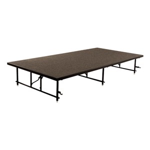 TransFold Adjustable Platform Rectangle Portable Stage & Seated Riser Section w/ Carpet Deck