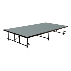 TransFold Adjustable Platform Rectangle Portable Stage & Seated Riser Section w/ Polypropylene Deck