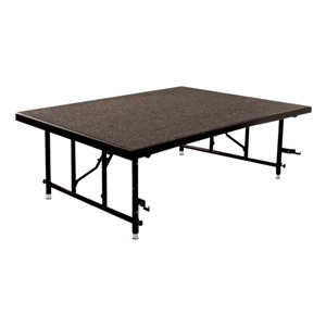 TransFold Adjustable Platform Square Portable Stage & Seated Riser Section - Carpet Deck