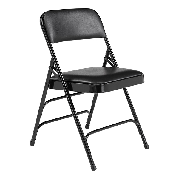1300 Series Vinyl-Upholstered Premium Folding Chair - Black