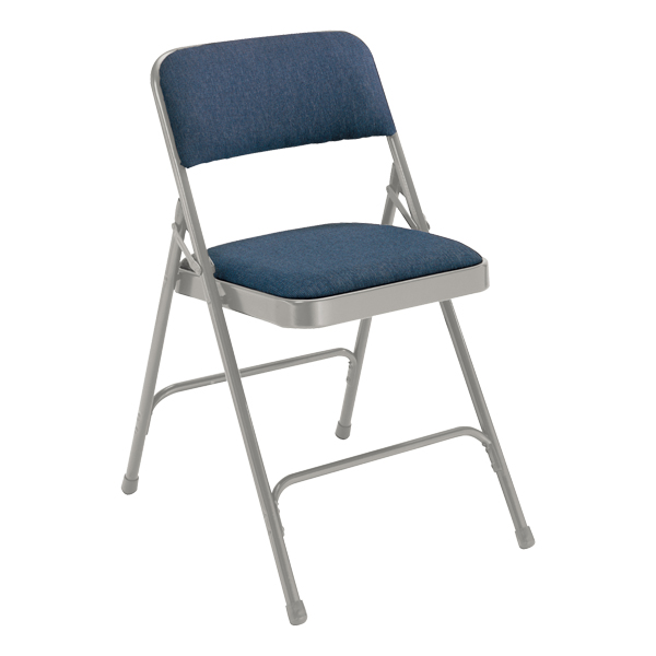 2200 Series Fabric Upholstered Folding Chair - Blue fabric & gray frame