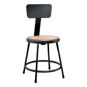 6200-10 Black Stool w/ Backrest - Fixed Height (18" H)