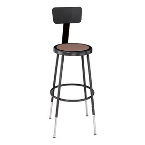 6200-10 Black Stool w/ Backrest - Adjustable Height (25" - 33" H)