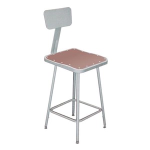 6300 Square Stool w/ Backrest – Fixed Height (18" H)