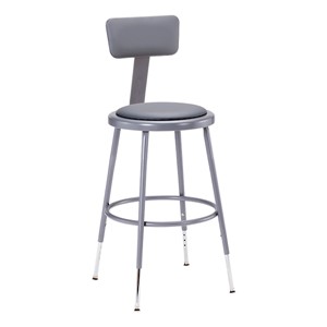 6400 Padded Stool w/ Backrest - Shown w/ adjustable height legs