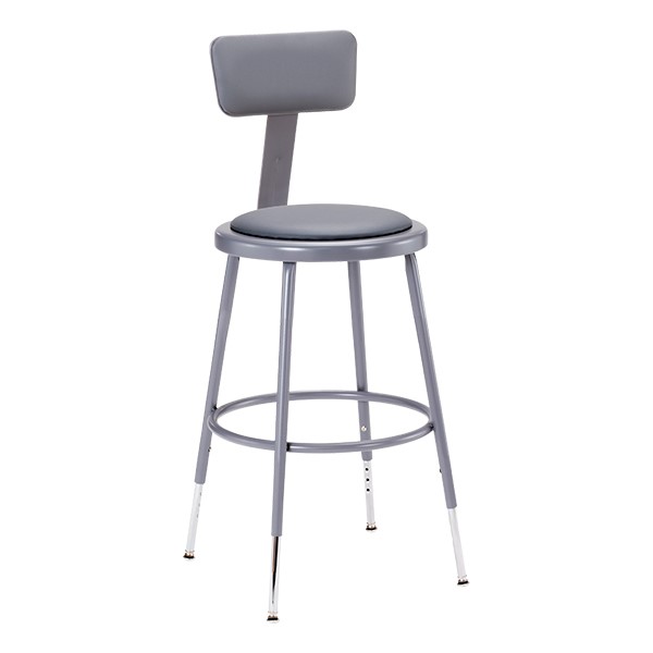 6400 Padded Stool w/ Backrest â Adjustable Height (19" - 27" H)