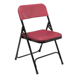 800 Series Plastic Folding Chair - Burgundy seat w/ black frame
