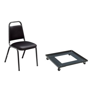 9100 Series Stack Chairs & Dolly Package - Black vinyl