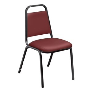 9100 Stack Chair - Burgundy vinyl w/ black frame