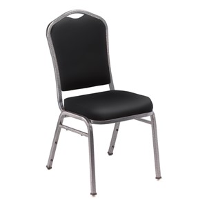 9300 Stack Chair - Vinyl Upholstered Seat - Black vinyl w/ Silvervein frame