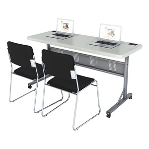 Flip & Store Blow-Mold Table w/ Two 8600 Series Padded Stack Chairs