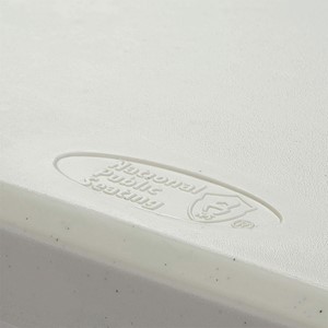 Lightweight Plastic Top Folding Training Table (Detail of speckled gray plastic top)