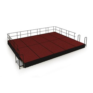 Rectangle Portable Stage Set w/ Carpet Deck & Accessories (20' L x 16' D x 16" H) - Red
