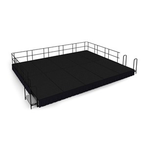 Rectangle Portable Stage Set w/ Carpet Deck & Accessories (20' L x 16' D x 16" H) - Black