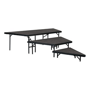 Pie-Shaped Riser Set w/ Carpet Deck - Three Levels - Gray