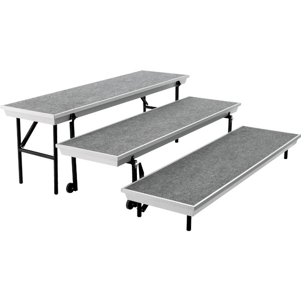 Transport Straight Choral Risers w/ Carpet Deck - Straight (6' L x 24" H)