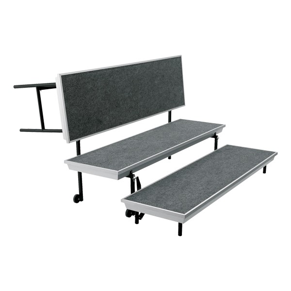 Transport Straight Choral Risers w/ Carpet Deck - Straight (6' L x 24" H) - Folding process shown
