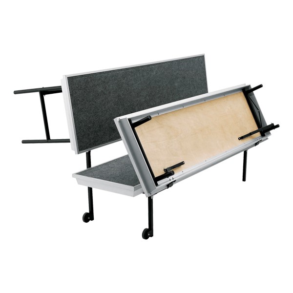 Transport Straight Choral Risers w/ Carpet Deck - Straight (6' L x 24" H) - Folding process shown