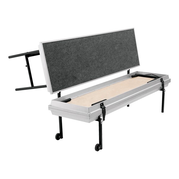 Transport Straight Choral Risers w/ Carpet Deck - Straight (6' L x 24" H) - Folding process shown