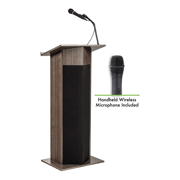 Power Plus Floor Lectern w/ Wireless Mic - Ribbonwood