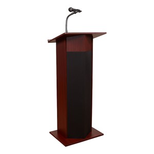 Power Plus Floor Lectern w/ Wireless Headset Mic - Mahogany