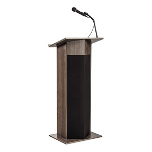 Power Plus Floor Lectern w/ Wireless Headset Mic - Ribbonwood