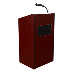 Aristocrat Floor Lectern w/ Wireless Handheld Mic - Mahogany - Back