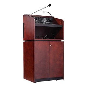 Mahogany Veneer Contemporary Lectern w/ Sound