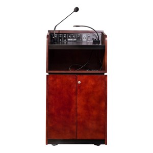 Mahogany Veneer Contemporary Lectern w/ Sound