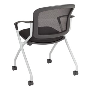 Nesting Chair w/ Black Mesh Seat & Back, Silver Frame